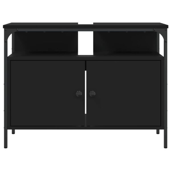 vidaXL Bathroom Sink Cabinet Black 31.5"x11.8"x23.6" Engineered Wood - Image 5