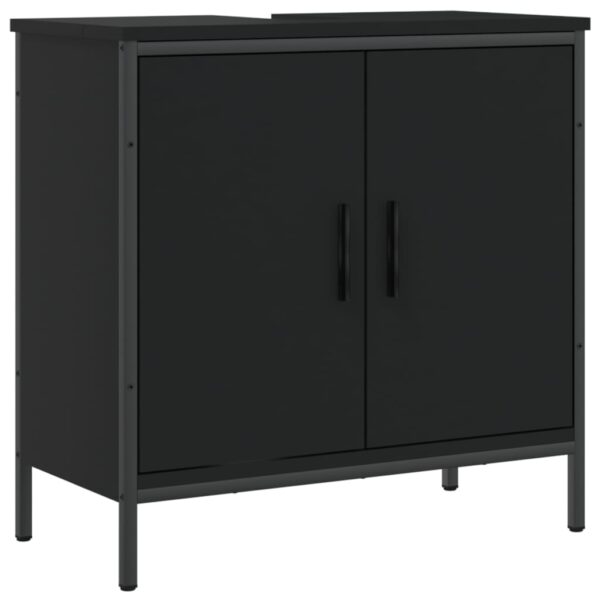 vidaXL Bathroom Sink Cabinet Black 23.6"x11.8"x23.6" Engineered Wood - Image 2