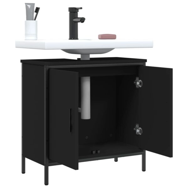 vidaXL Bathroom Sink Cabinet Black 23.6"x11.8"x23.6" Engineered Wood - Image 4