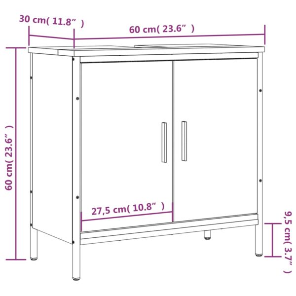 vidaXL Bathroom Sink Cabinet Smoked Oak 23.6"x11.8"x23.6" Engineered Wood - Image 11