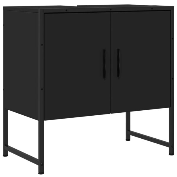 vidaXL Bathroom Sink Cabinet Black 23.6"x13"x23.6" Engineered Wood - Image 2