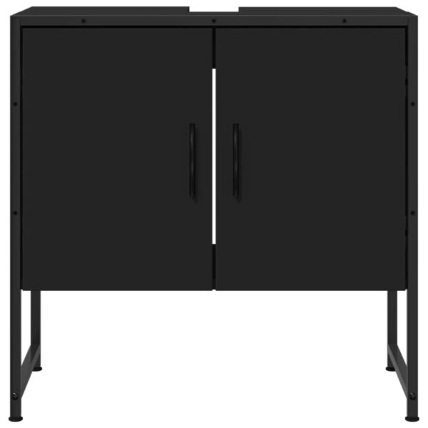 vidaXL Bathroom Sink Cabinet Black 23.6"x13"x23.6" Engineered Wood - Image 5