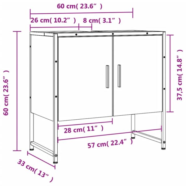 vidaXL Bathroom Sink Cabinet Black 23.6"x13"x23.6" Engineered Wood - Image 11