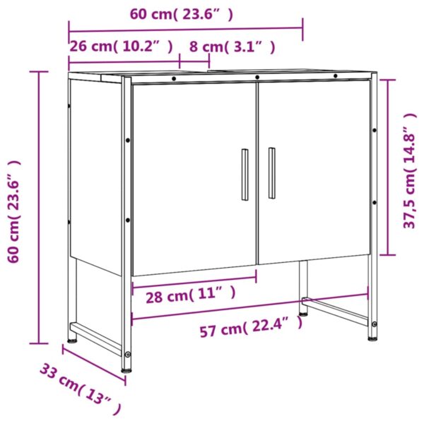 vidaXL Bathroom Sink Cabinet Smoked Oak 23.6"x13"x23.6" Engineered Wood - Image 11