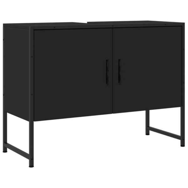 vidaXL Bathroom Sink Cabinet Black 31.5"x13"x23.6" Engineered Wood - Image 2