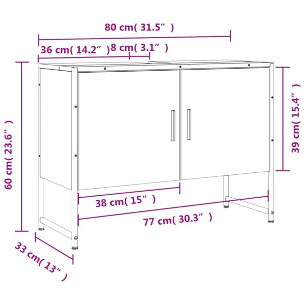 vidaXL Bathroom Sink Cabinet Black 31.5"x13"x23.6" Engineered Wood - Image 11