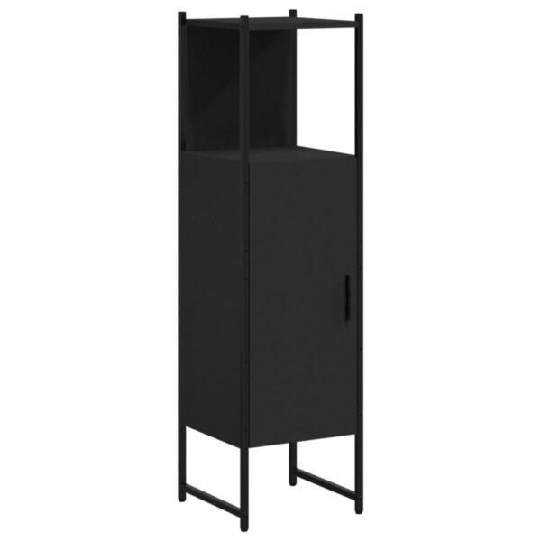 vidaXL Bathroom Cabinet Black 13"x13"x47.4" Engineered Wood - Image 2