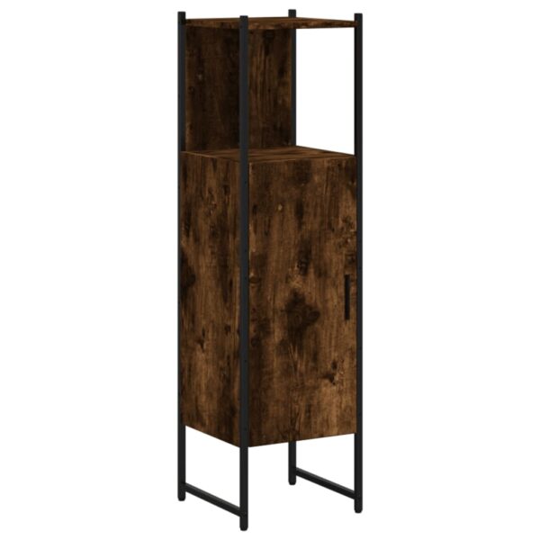 vidaXL Bathroom Cabinet Smoked Oak 13"x13"x47.4" Engineered Wood - Image 2