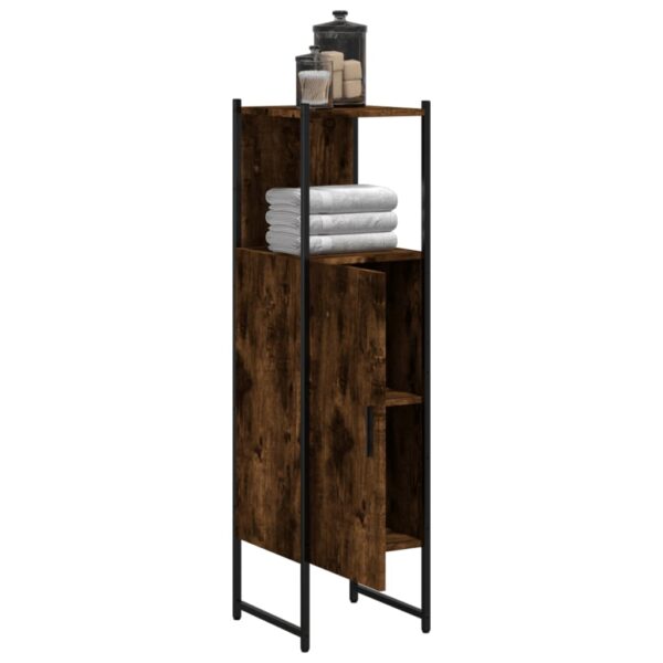 vidaXL Bathroom Cabinet Smoked Oak 13"x13"x47.4" Engineered Wood - Image 4