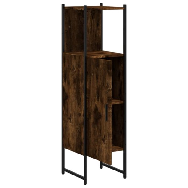 vidaXL Bathroom Cabinet Smoked Oak 13"x13"x47.4" Engineered Wood - Image 6