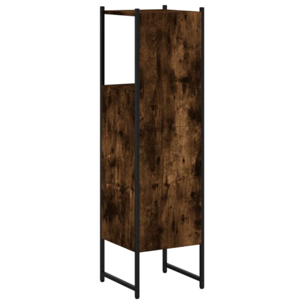 vidaXL Bathroom Cabinet Smoked Oak 13"x13"x47.4" Engineered Wood - Image 8