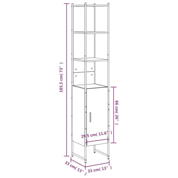 vidaXL Bathroom Cabinet Black 13"x13"x73" Engineered Wood - Image 12