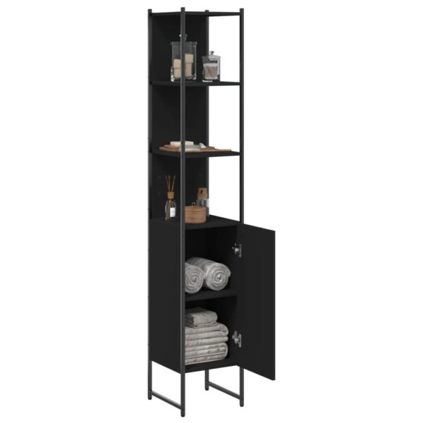 vidaXL Bathroom Cabinet Black 13"x13"x73" Engineered Wood - Image 4