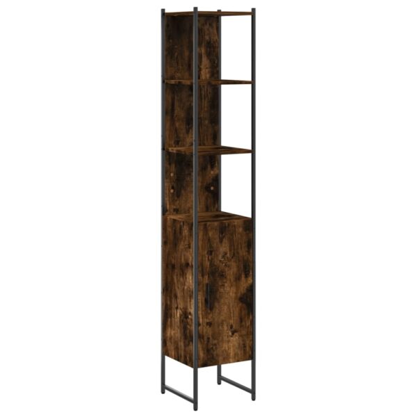 vidaXL Bathroom Cabinet Smoked Oak 13"x13"x73" Engineered Wood - Image 2