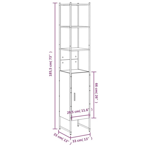 vidaXL Bathroom Cabinet Smoked Oak 13"x13"x73" Engineered Wood - Image 12