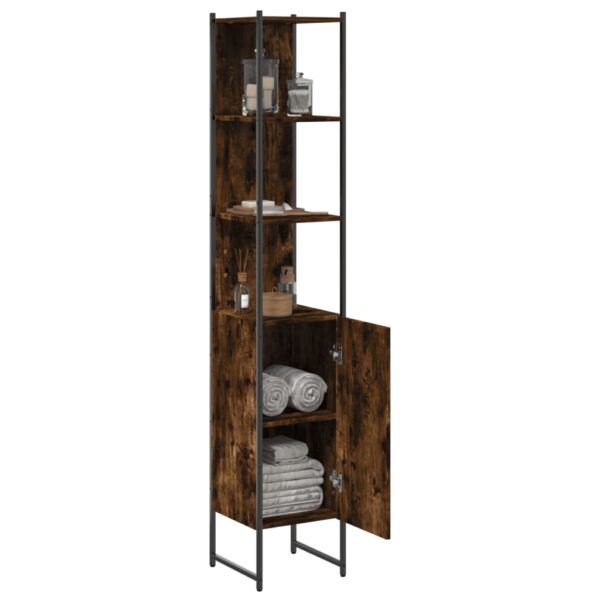 vidaXL Bathroom Cabinet Smoked Oak 13"x13"x73" Engineered Wood - Image 4