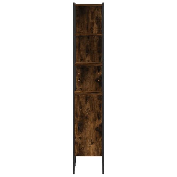 vidaXL Bathroom Cabinet Smoked Oak 13"x13"x73" Engineered Wood - Image 6