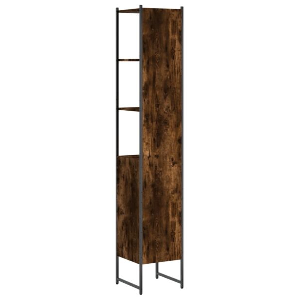 vidaXL Bathroom Cabinet Smoked Oak 13"x13"x73" Engineered Wood - Image 8