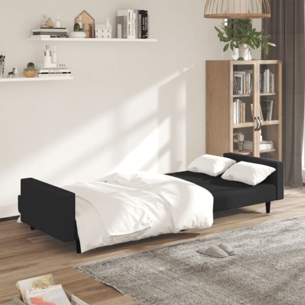 vidaXL 2-Seater Sofa Bed Black Velvet - Image 3