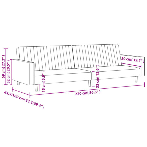 vidaXL 2-Seater Sofa Bed Black Velvet - Image 11