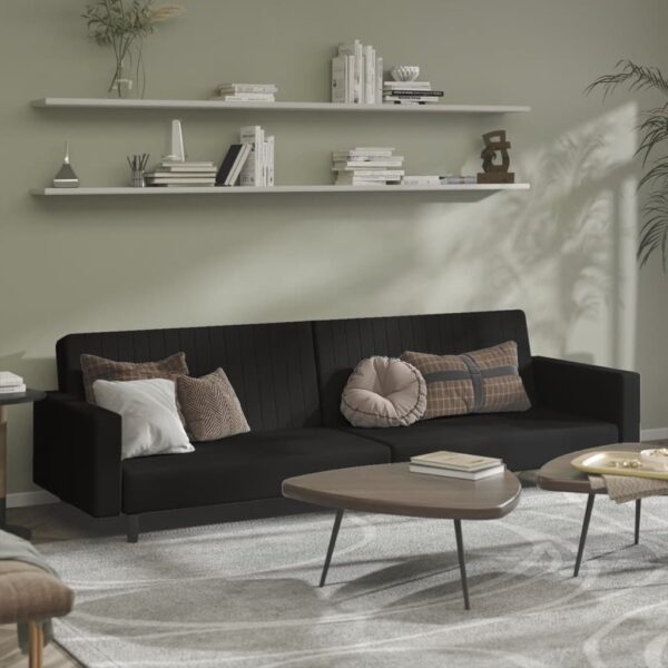 vidaXL 2-Seater Sofa Bed Black Velvet