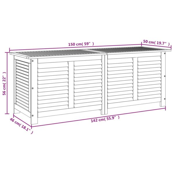 vidaXL Garden Storage Box with Louver 59.1"x19.7"x22" Solid Wood Acacia - Image 10