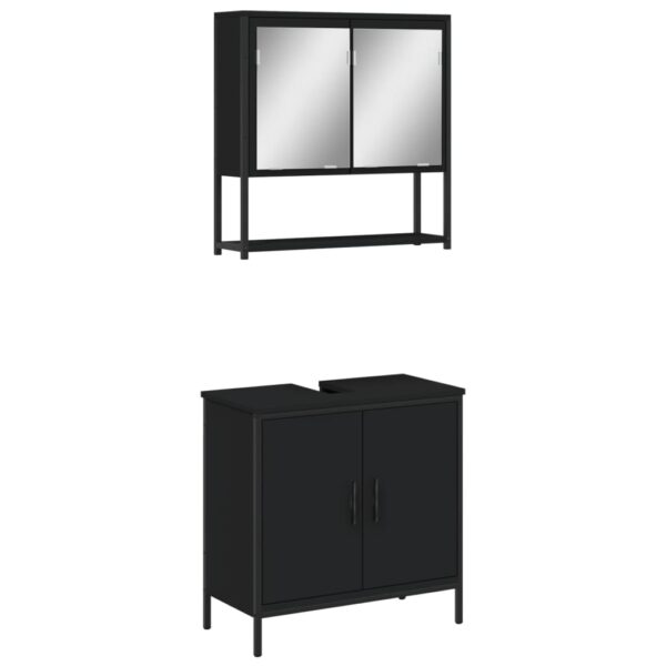 vidaXL 2 Piece Bathroom Furniture Set Black Engineered Wood - Image 2