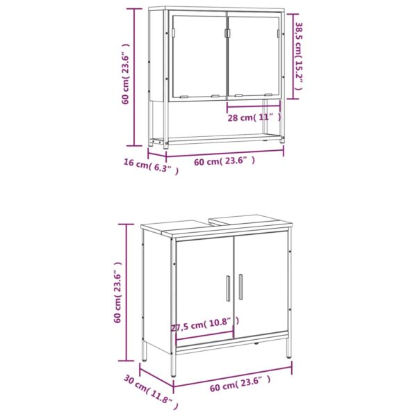 vidaXL 2 Piece Bathroom Furniture Set Black Engineered Wood - Image 12