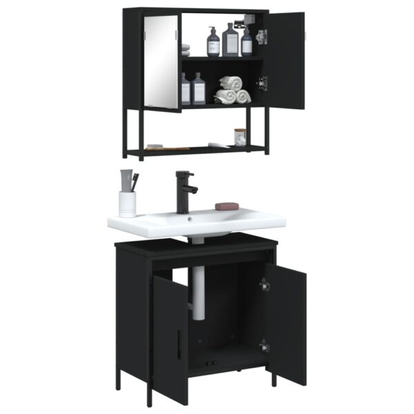 vidaXL 2 Piece Bathroom Furniture Set Black Engineered Wood - Image 4