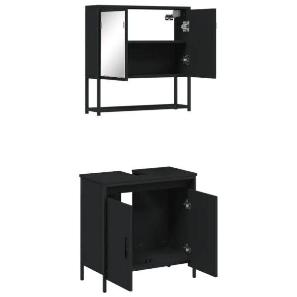 vidaXL 2 Piece Bathroom Furniture Set Black Engineered Wood - Image 6