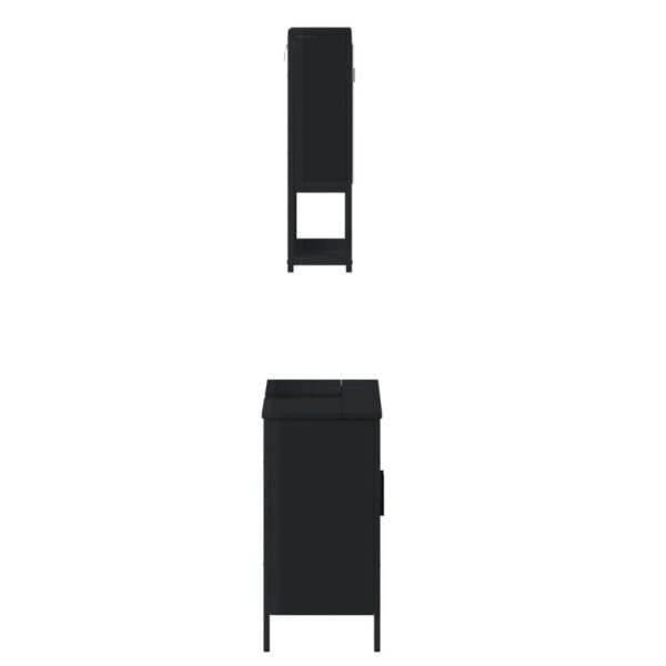 vidaXL 2 Piece Bathroom Furniture Set Black Engineered Wood - Image 7