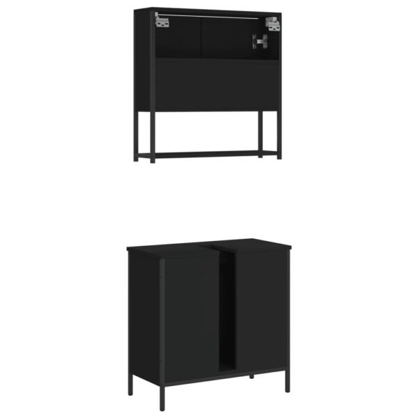 vidaXL 2 Piece Bathroom Furniture Set Black Engineered Wood - Image 8