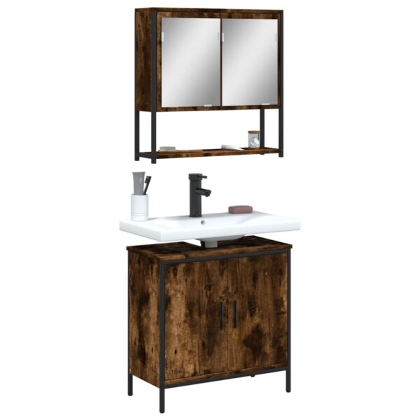 vidaXL 2 Piece Bathroom Furniture Set Smoked Oak Engineered Wood