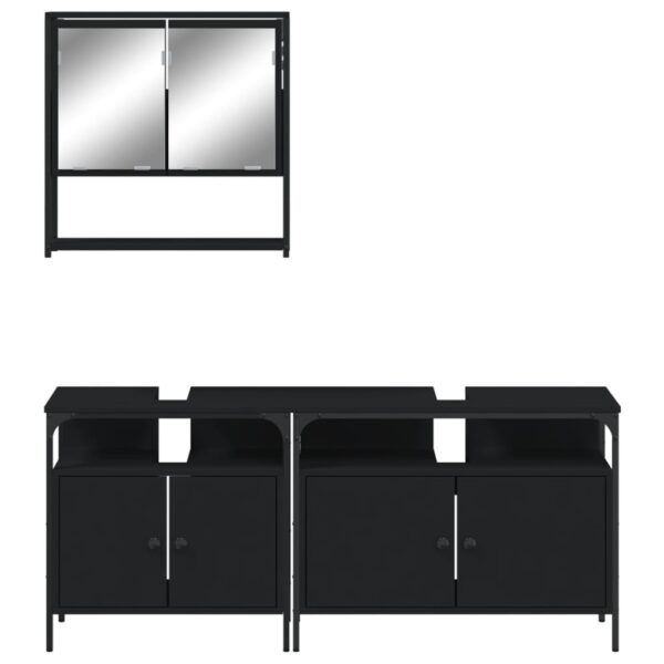 vidaXL 3 Piece Bathroom Furniture Set Black Engineered Wood - Image 5