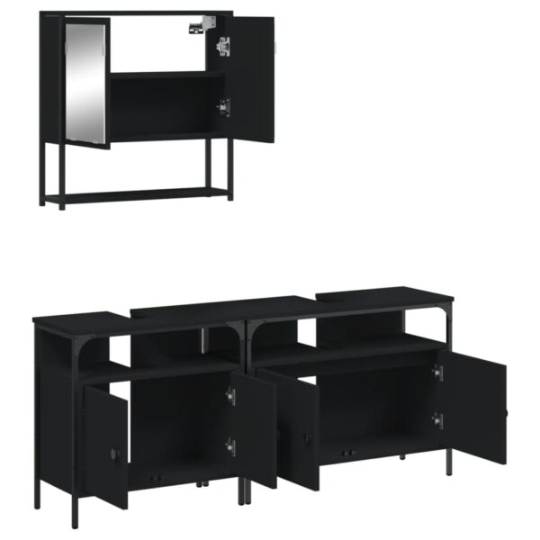 vidaXL 3 Piece Bathroom Furniture Set Black Engineered Wood - Image 6