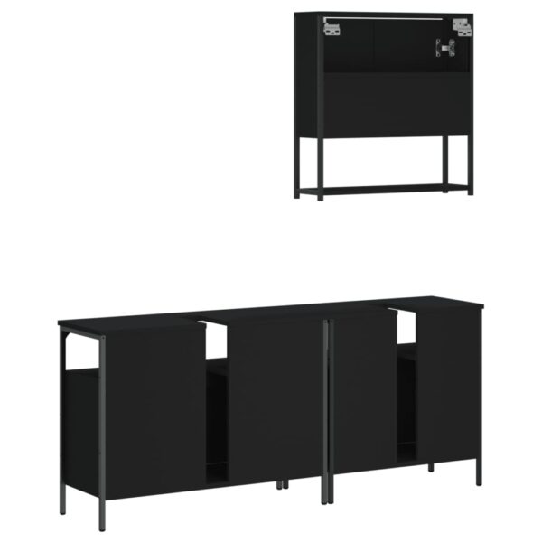 vidaXL 3 Piece Bathroom Furniture Set Black Engineered Wood - Image 8