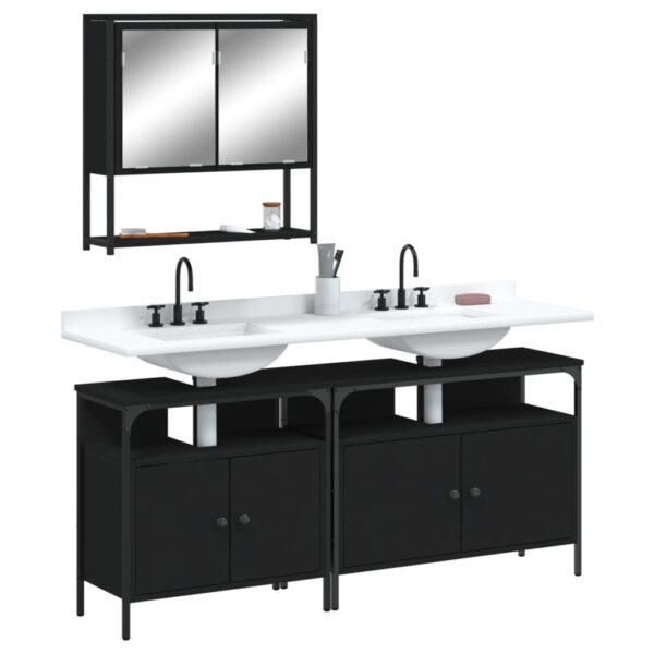 vidaXL 3 Piece Bathroom Furniture Set Black Engineered Wood