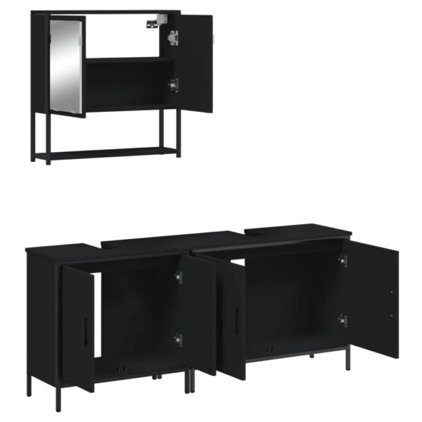 vidaXL 3 Piece Bathroom Furniture Set Black Engineered Wood - Image 6