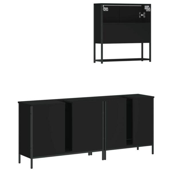 vidaXL 3 Piece Bathroom Furniture Set Black Engineered Wood - Image 8