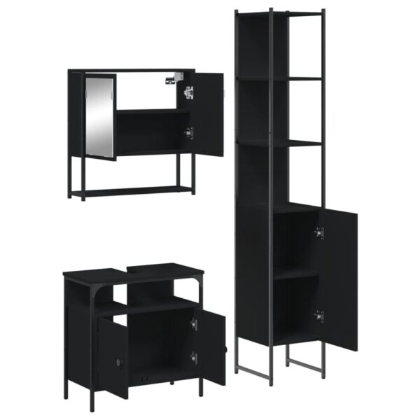 vidaXL 3 Piece Bathroom Furniture Set Black Engineered Wood - Image 5