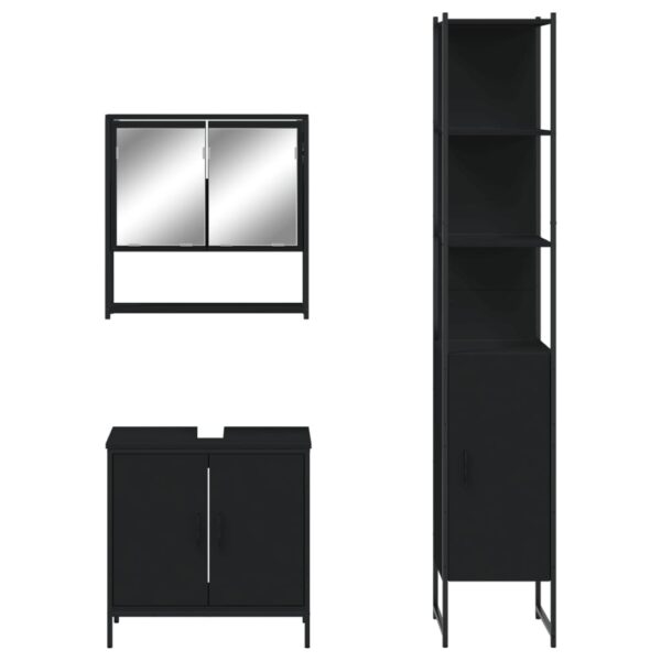 vidaXL 3 Piece Bathroom Furniture Set Black Engineered Wood - Image 6