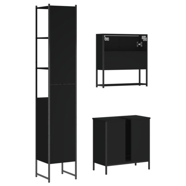 vidaXL 3 Piece Bathroom Furniture Set Black Engineered Wood - Image 8