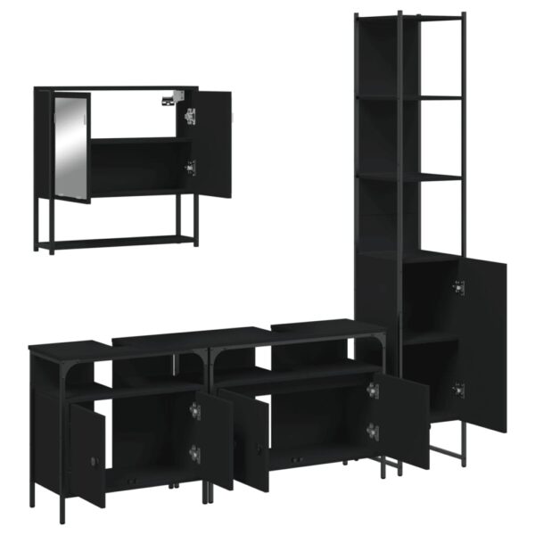 vidaXL 4 Piece Bathroom Furniture Set Black Engineered Wood - Image 5