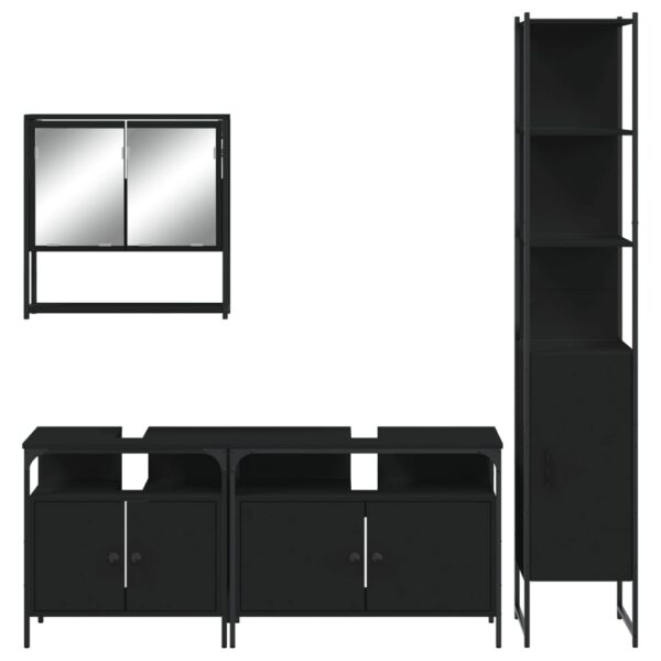 vidaXL 4 Piece Bathroom Furniture Set Black Engineered Wood - Image 6