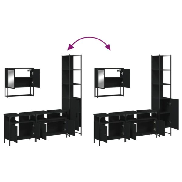 vidaXL 4 Piece Bathroom Furniture Set Black Engineered Wood - Image 9