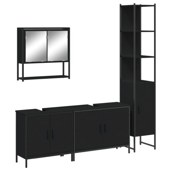 vidaXL 4 Piece Bathroom Furniture Set Black Engineered Wood - Image 2