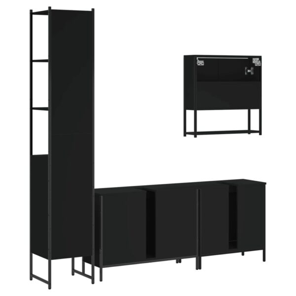 vidaXL 4 Piece Bathroom Furniture Set Black Engineered Wood - Image 8