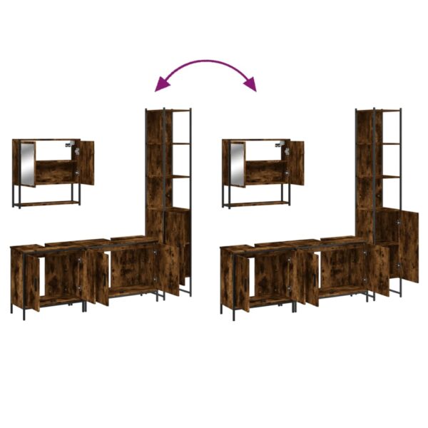 vidaXL 4 Piece Bathroom Furniture Set Smoked Oak Engineered Wood - Image 9