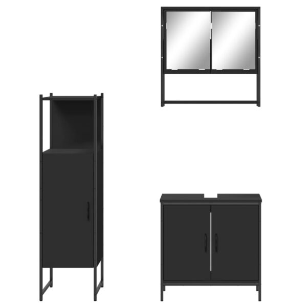 vidaXL 3 Piece Bathroom Furniture Set Black Engineered Wood - Image 6