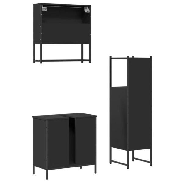 vidaXL 3 Piece Bathroom Furniture Set Black Engineered Wood - Image 8